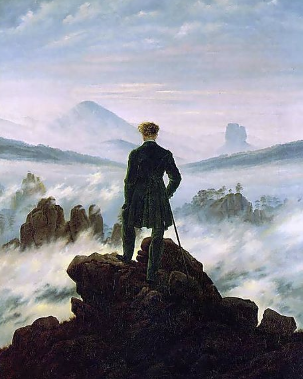 Caspar David Friedrich Wędrowiec nad morzem mgły.