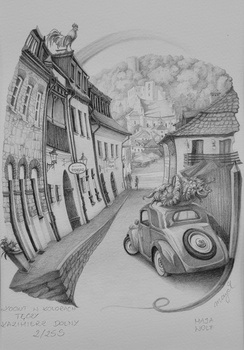 Wolf, Kazimierz Dolny, Kogut w kolorach tęczy.